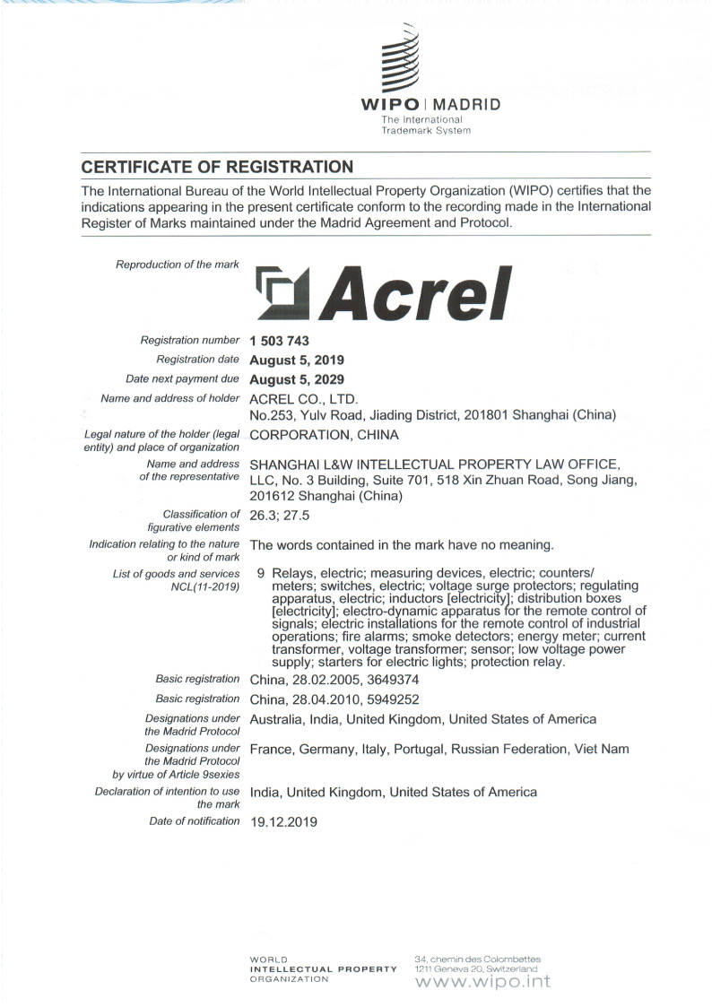 Certificate Of Registration