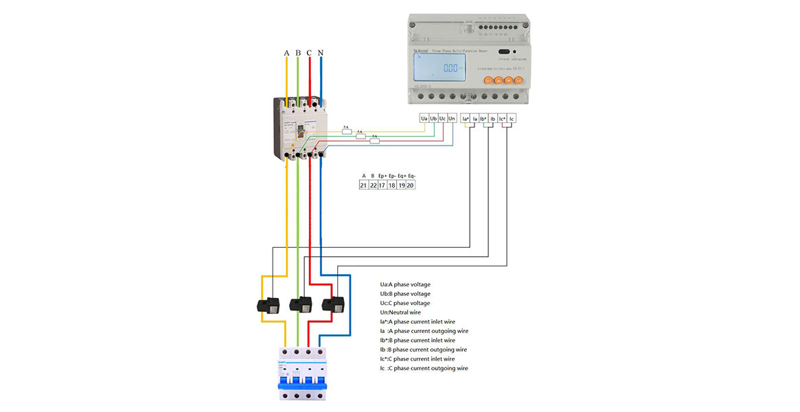 Diagram of ADL3000-E Three Phase Multifunction Energy Meter