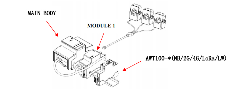 Diagram of ADW200 Wireless Multi Circuits Energy Meter Wifi Smart Meter