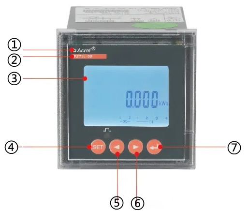 Diagram of PZ72L-DE Multifunction DC Energy Meter