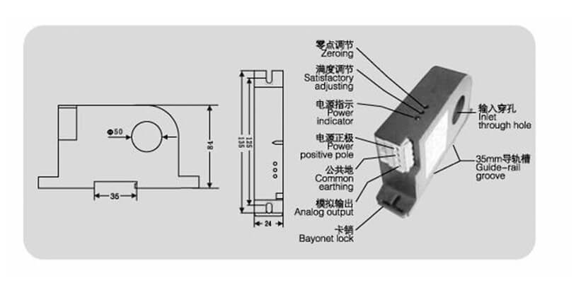 Diagram of BA50L-AI / I 0-1A Leakage Current Sensor