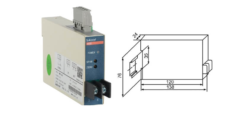 Wiring of BD-DI Single Phase DC Current Transducer