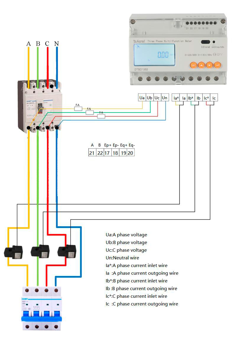 Wiring of DTSD1352-C Solar Inverter Smart Meter